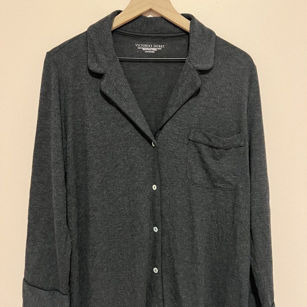 NWT Victoria's Secret Grey Button Down Nightgown Dress Women's Size L
